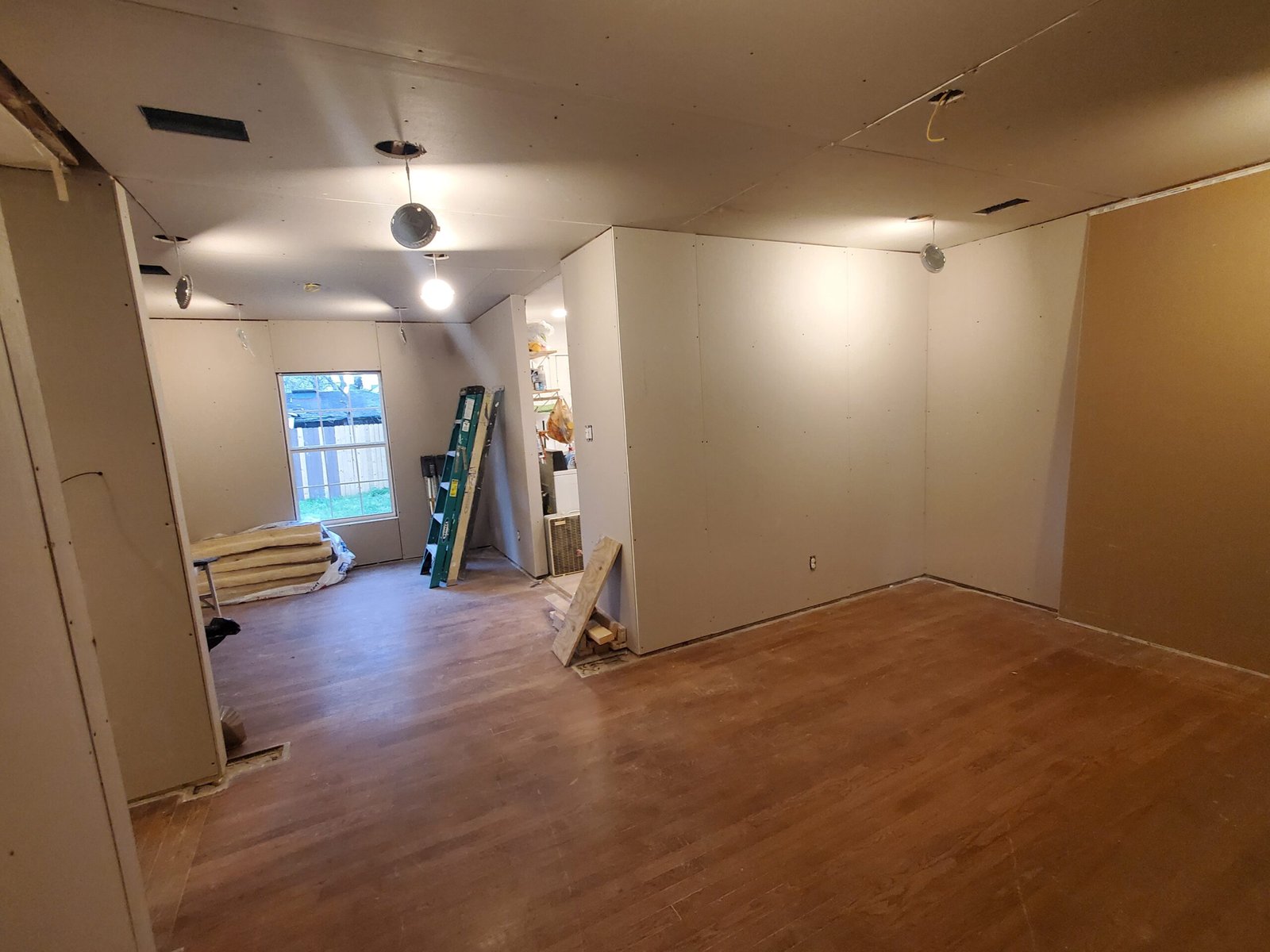 home renovation, sheetrock, recessed lighting installation